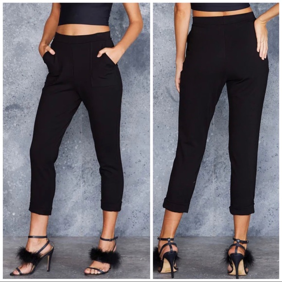 Blackmilk Pants - BlackMilk Push It Original Cuffed Pants Black, M